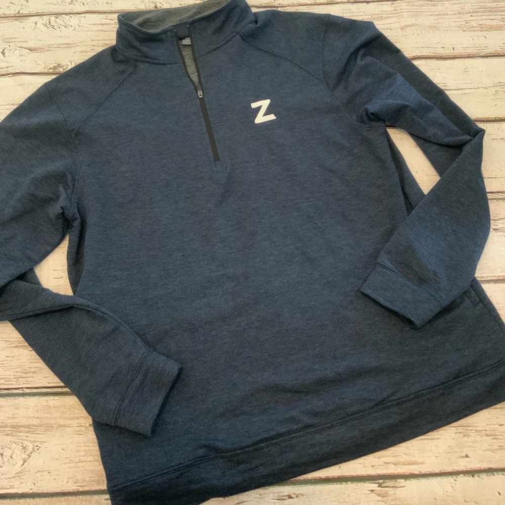 J America 1/4 Zip Blue‎ Pullover Shirt - Large